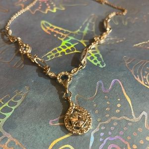 Silver Toned necklace with Cubics, marked NRT